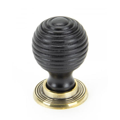 Ebony and Aged Brass Beehive Cabinet Knob 38mm