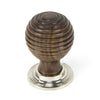 Rosewood and Polished Nickel Beehive Cabinet Knob 38mm