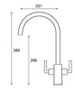 Square Twin Lever Swan Neck Sink Mixer