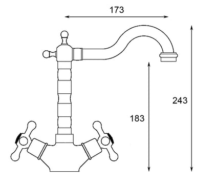Traditional Twin Hart Shaped French Sink Mixer