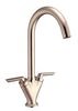 Twin Lever Swan Neck Sink Mixer (Brushed Nickle)