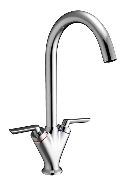 Twin Lever Swan Neck Sink Mixer (Chrome)