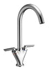 Twin Lever Swan Neck Sink Mixer (Chrome)