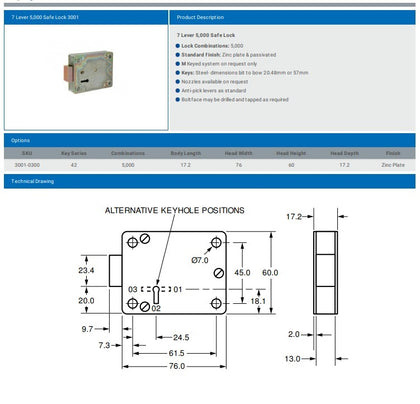 7 LEVER 5,000 SAFE LOCK 3001