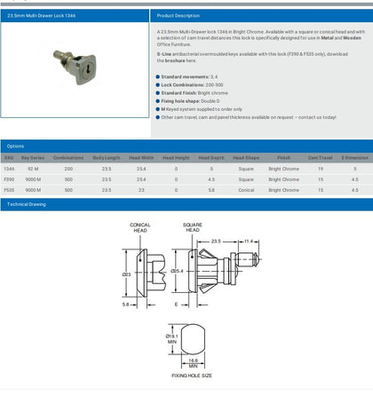 23.5MM MULTI-DRAWER LOCK L&F 1346