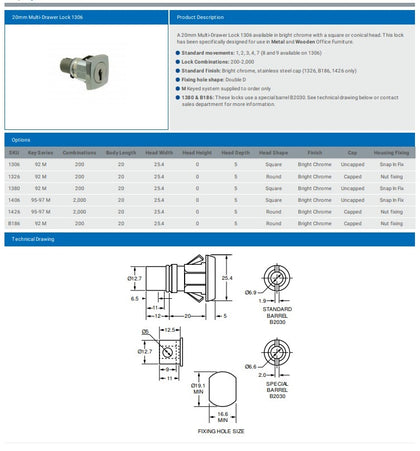 20MM MULTI-DRAWER LOCK 1306