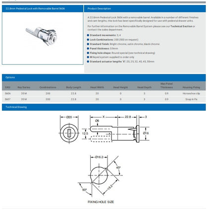 PEDESTAL LOCK L&F 5607