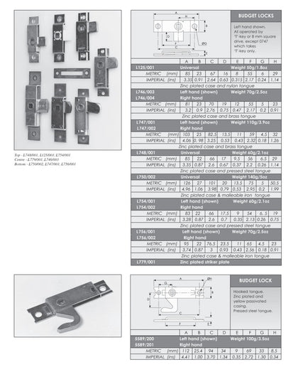 RIM BUDGET LOCK L746/0746 (LEFT OR RIGHT HAND) - 81MM