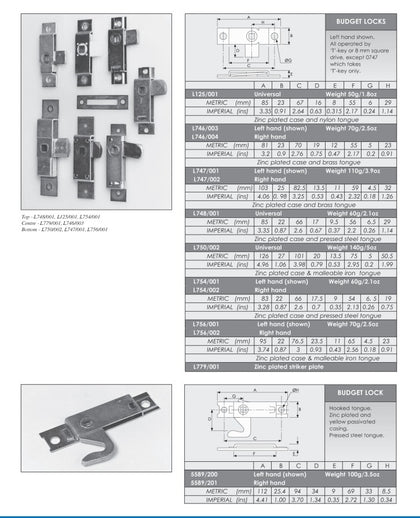 RIM BUDGET LOCK L747/0747 (LEFT OR RIGHT HAND) - 103MM