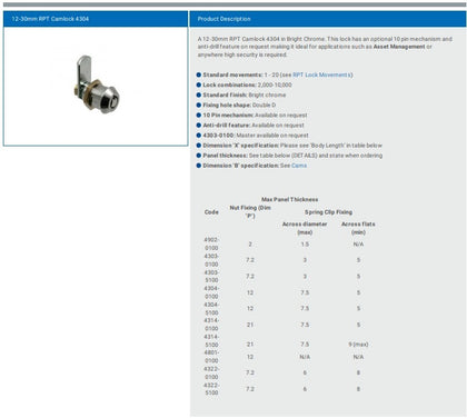 RADIAL PIN TUMBLER LOCK 4322