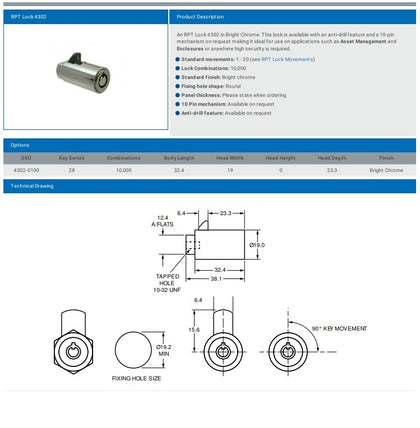 RADIAL PIN TUMBLER LOCK 4302