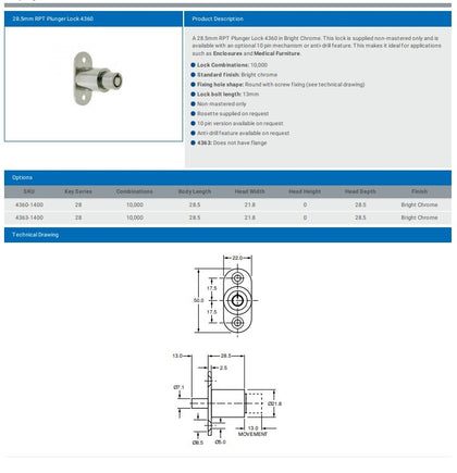 RADIAL PIN PLUNGER LOCK 4360