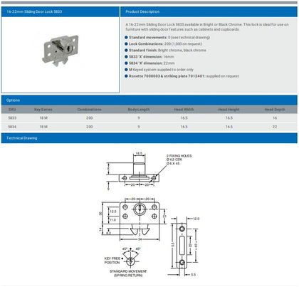 L&F 5834 SLIDING DOOR LOCK (CLAW)