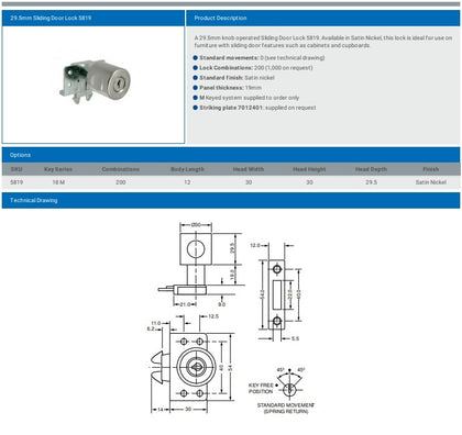 L&F 5819 KNOB OPERATED CLAW BOLT