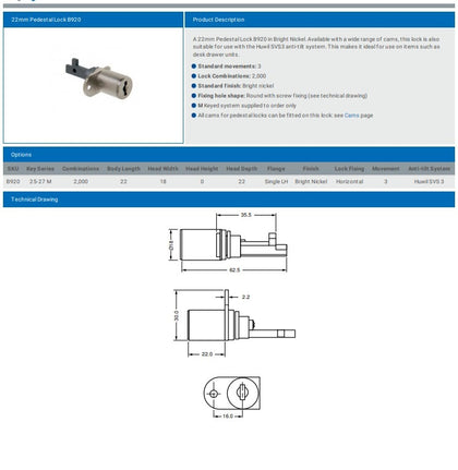 L&F 5659 SINGLE EAR (B920) PEDESTAL LOCK