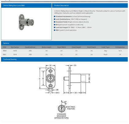 L&F 5860 SLIDING DOOR LOCK
