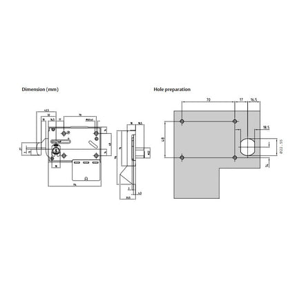 ASSA CLASSIC COINLOCK 29MM, WET AREA, COIN OPERATED LOCK