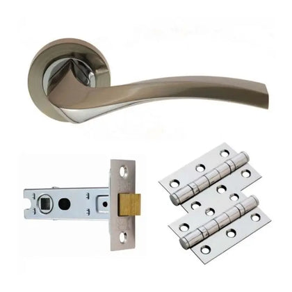 Sines Door Handle Pack - Satin Nickel And Polished Chrome