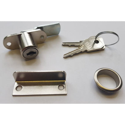 LOWE & FLETCHER 19MM TAMBOUR LOCK 5811 (WITH 3MM CRANKED CAM) SET C/W ROSETTE AND ANGLE KEEP. KEYED ALIKE