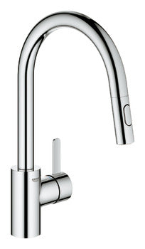 Tap, Single Lever Mixer, Pull Out Spray, C-Spout, Grohe Eurosmart Cosmo