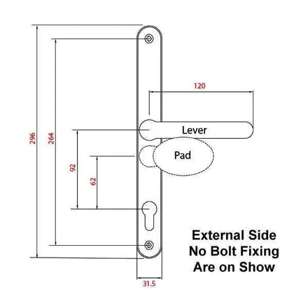 Universal Inline Multi Point Door Handle on Backplate - Pair