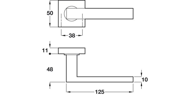 Metro Lever Hdls/Sqr Rose 50mm 304 SSS