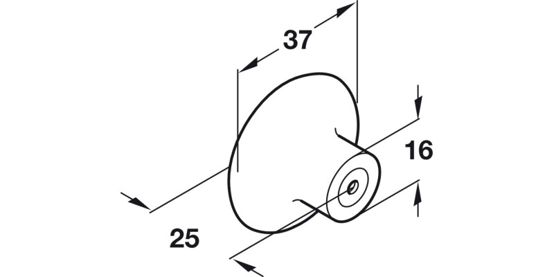 Knob Porcelain White D37x25mm