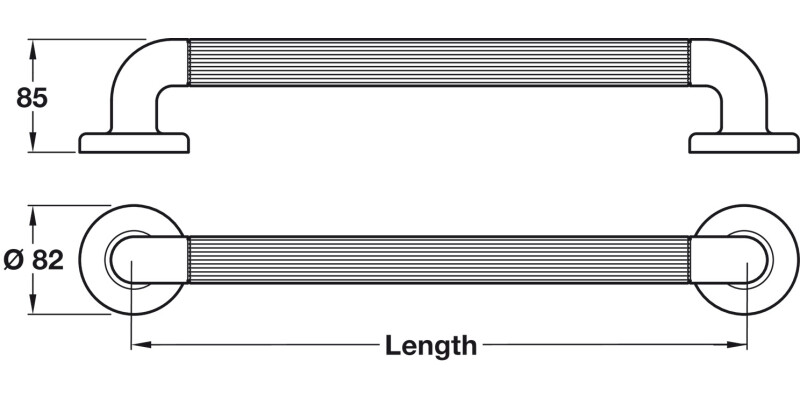 Nyma Pro Fluted Grab Rail D36x460mm Wht