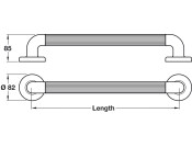 Nyma Pro Fluted Grab Rail D36x460mm Wht