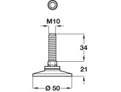Adj Screw D50mm w Fixed Foot M10x34mm