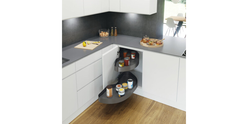 Pull Out Shelving Unit, Planero Lava Grey Curve Shelves, Vauth-Sagel Cornerstone
