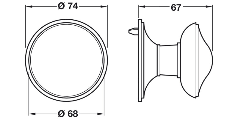 Centre Door Knob D74/68x67mm ZA SN