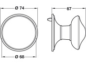 Centre Door Knob D74/68x67mm ZA SN