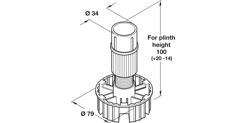 Plinth Foot/Leg Adj 100mm Pl Black