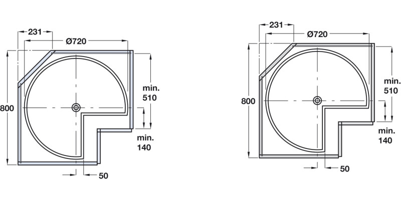 3/4 Carousel H708-754mm/D720mm CrWht