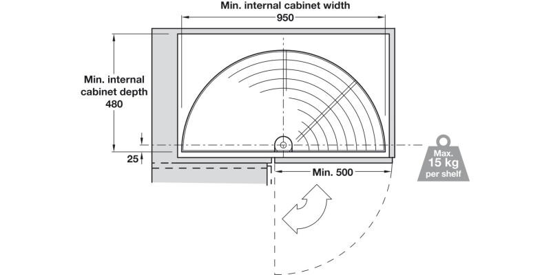 1/2 Carousel Set Wire Dr 500/1000mm Cab