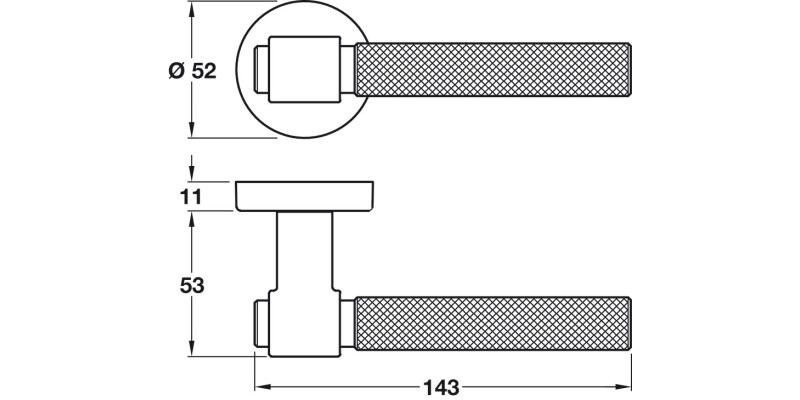 Axes-T Lever Hdls/Rd Rose 52mm ZA BN Blk