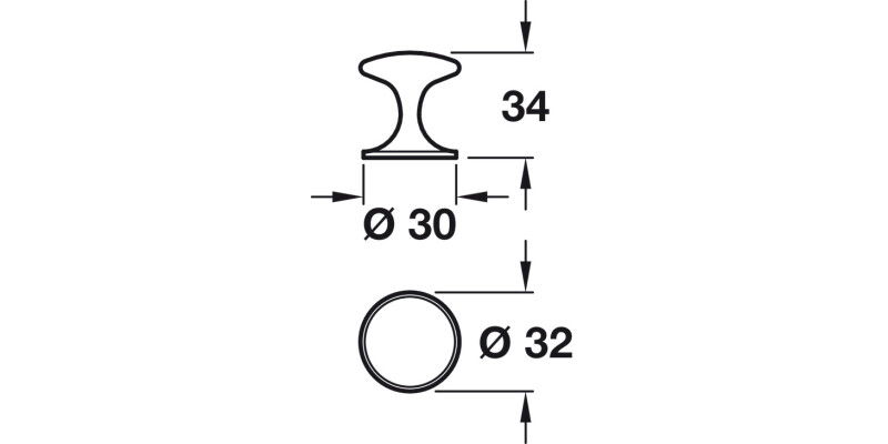 Chloeu Knob Brass Pol Nickel D32x34mm