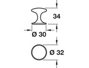 Chloeu Knob Brass Brushed D32x34mm