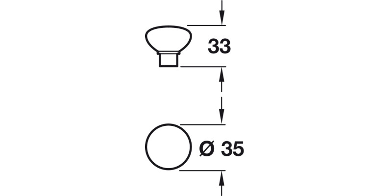 Smooth Knob C.Iron Natural D35x33mm