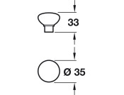 Smooth Knob C.Iron Natural D35x33mm