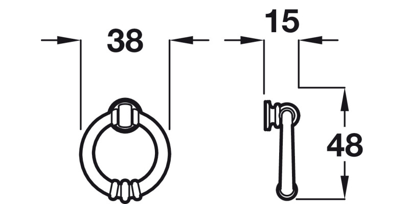Drop Ring Handle Ant Brass D38mm