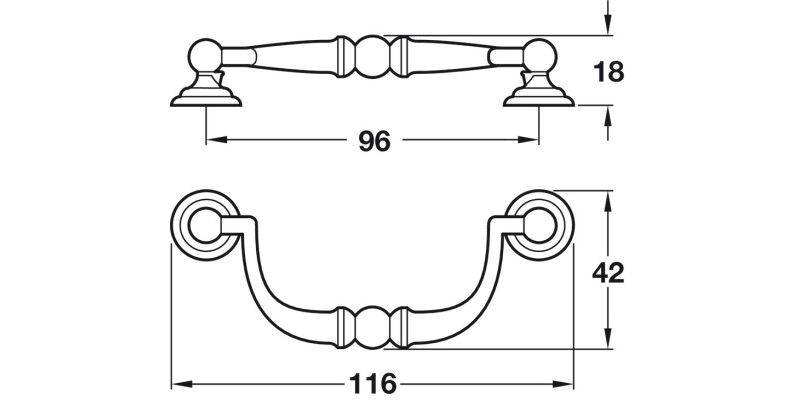 Drop Hdl ZA Ant Brass 96mm cc
