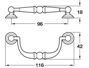 Drop Hdl ZA Ant Brass 96mm cc