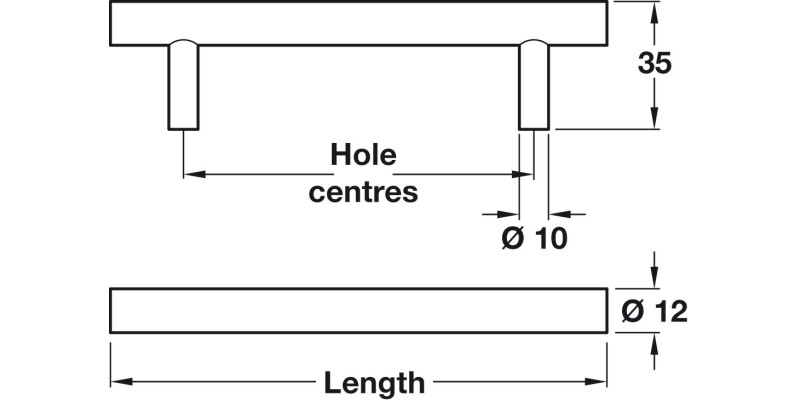 Bella Bar Hdl St Pol Chr D12mm 96mm cc