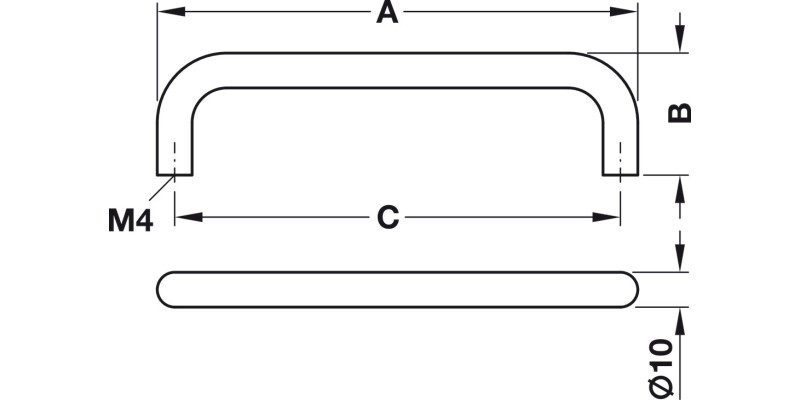 D Handle Steel Matt Nkl D10mm 128mm cc