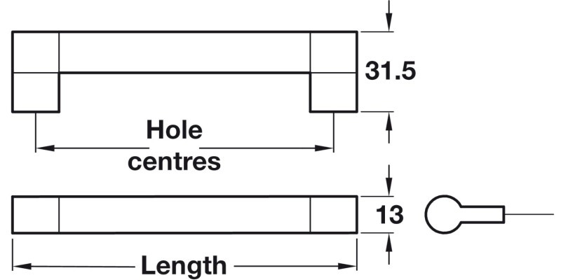 Gigi Keyhole BarHdl ZA/SS D13mm 192mm cc