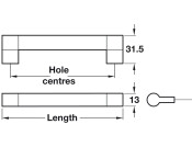 Gigi Keyhole BarHdl ZA/SS D13mm 192mm cc