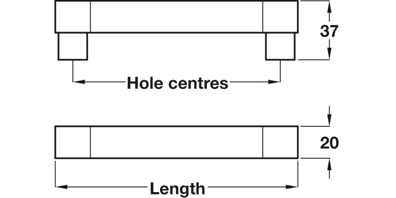 Bar Hdl ZA  Pol Chr/Blk Centre 128mm cc