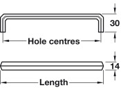 Tarvos Pull Handle ZA Graphite 128mm cc